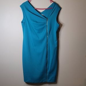 3/$25 Calvin Klein Size 12 Teal Dress w/ Gold Zipper